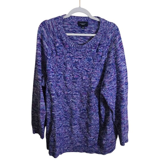 Lands' End Sweaters - Lands' End Drifter Purple Pink Marled Cotton Plussize Crewneck Sweater Size 3X